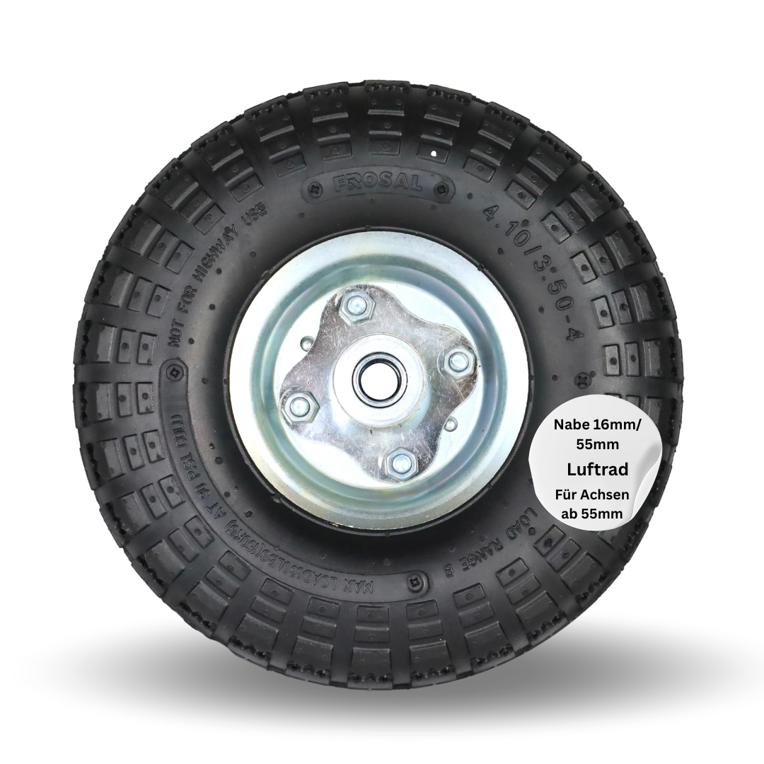 FROSAL Ersatzrad Luftreifen Transportwagen 16 mm Achse Silber 4.10 / 3,50 - 4 1 Stück
