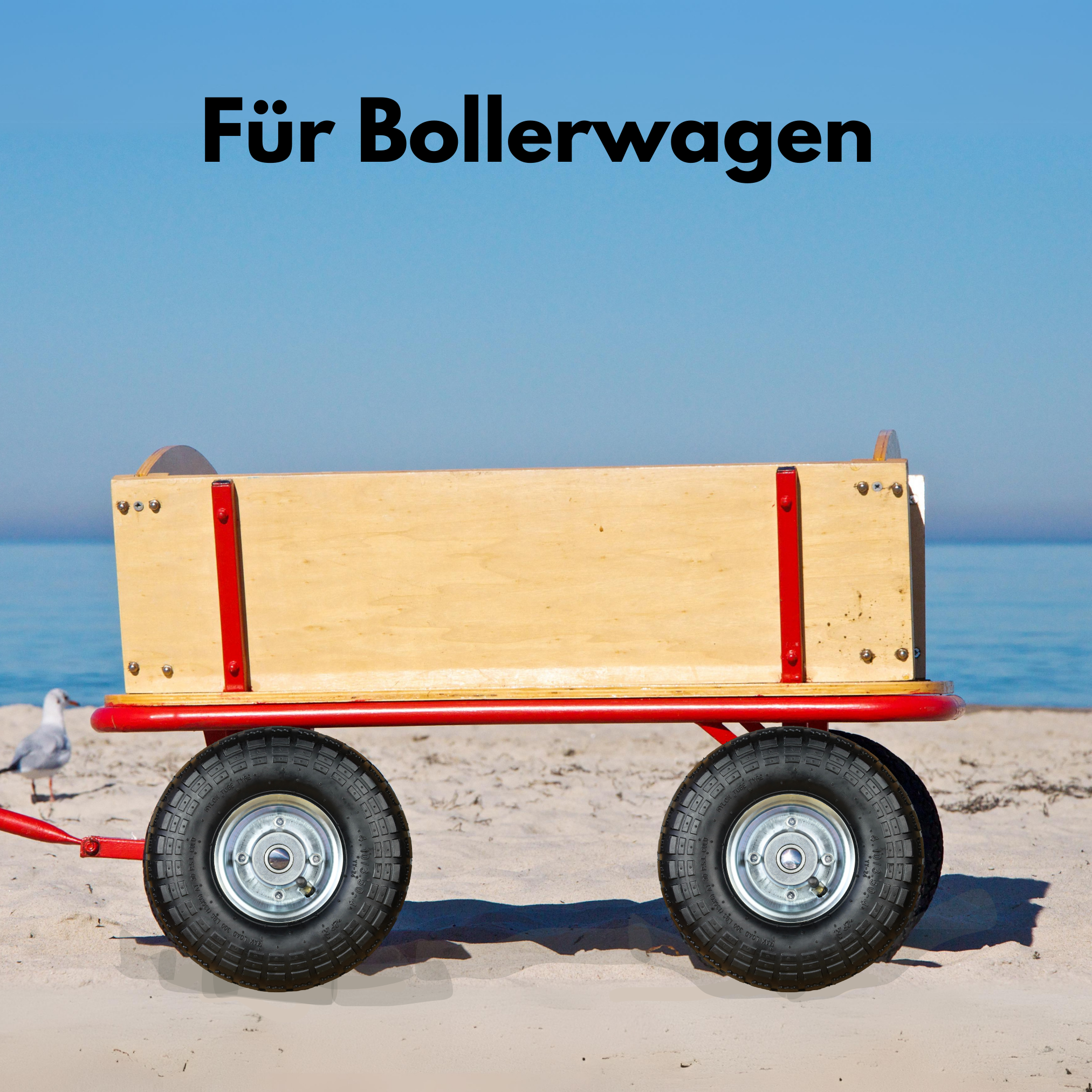 2 x FROSAL Luftrad Stahlfelge Silber | Rad Bollerwagen & Sackkarre | Ersatzrad | 20 mm Achse | Rollenlager 4.10/3.50-4