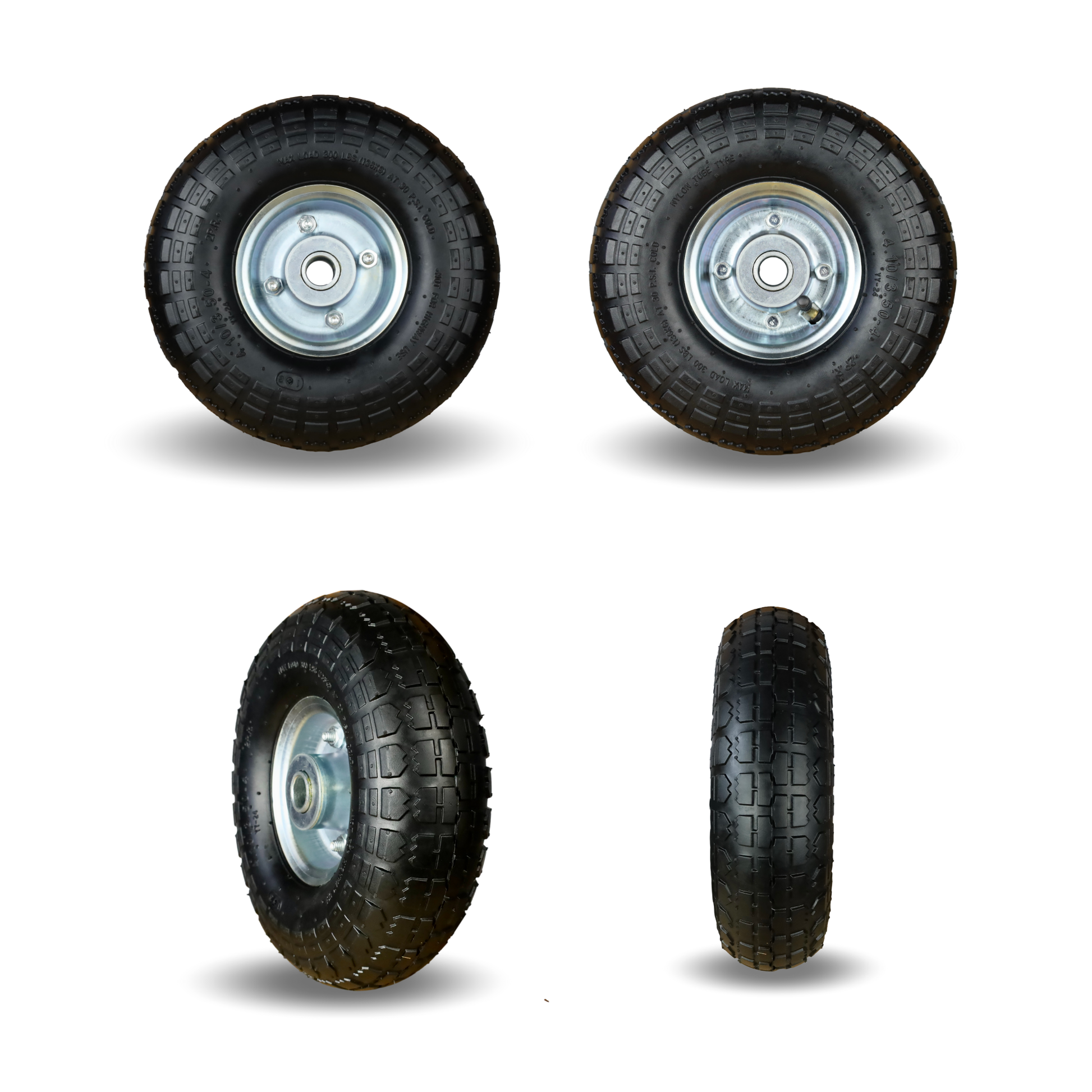2 x FROSAL Luftrad Stahlfelge Silber | Rad Bollerwagen & Sackkarre | Ersatzrad | 20 mm Achse | Rollenlager 4.10/3.50-4