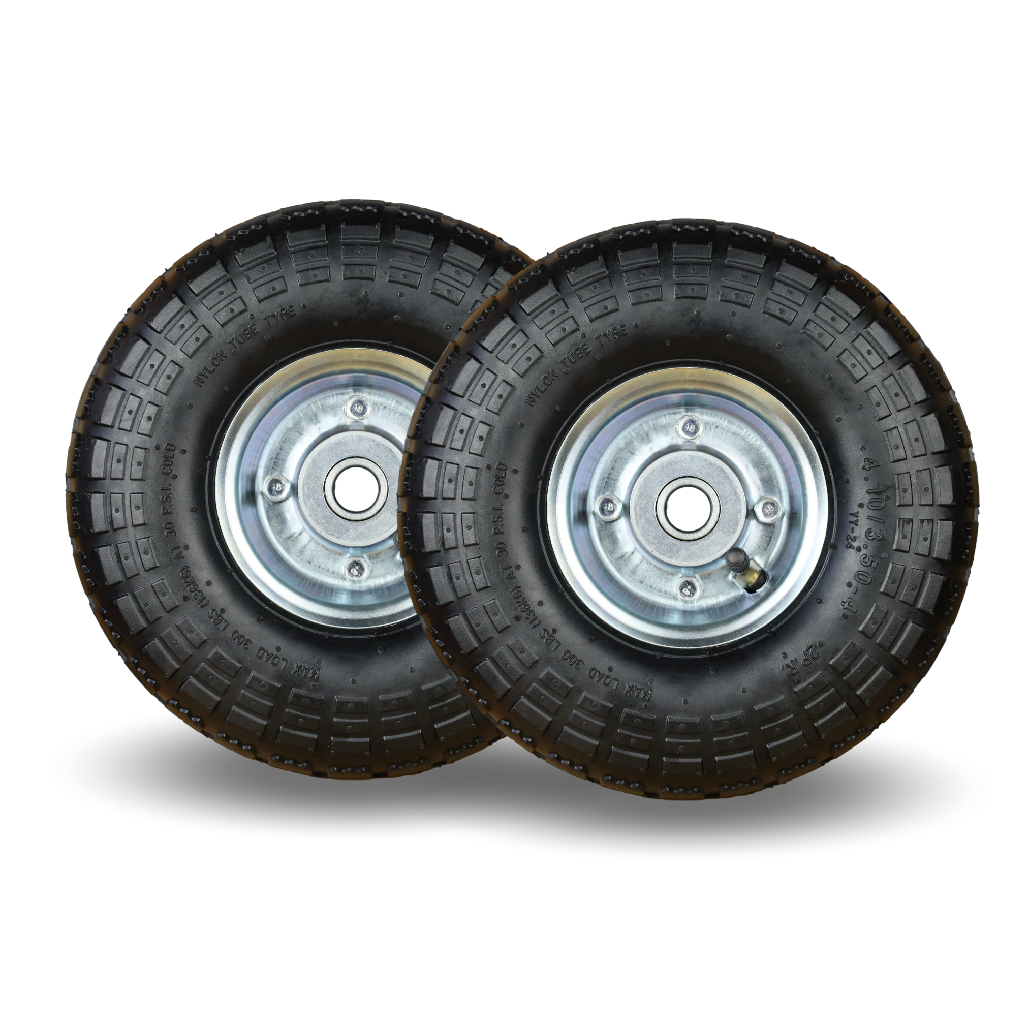 2 x FROSAL Luftrad Stahlfelge Silber | Rad Bollerwagen & Sackkarre | Ersatzrad | 20 mm Achse | Rollenlager 4.10/3.50-4