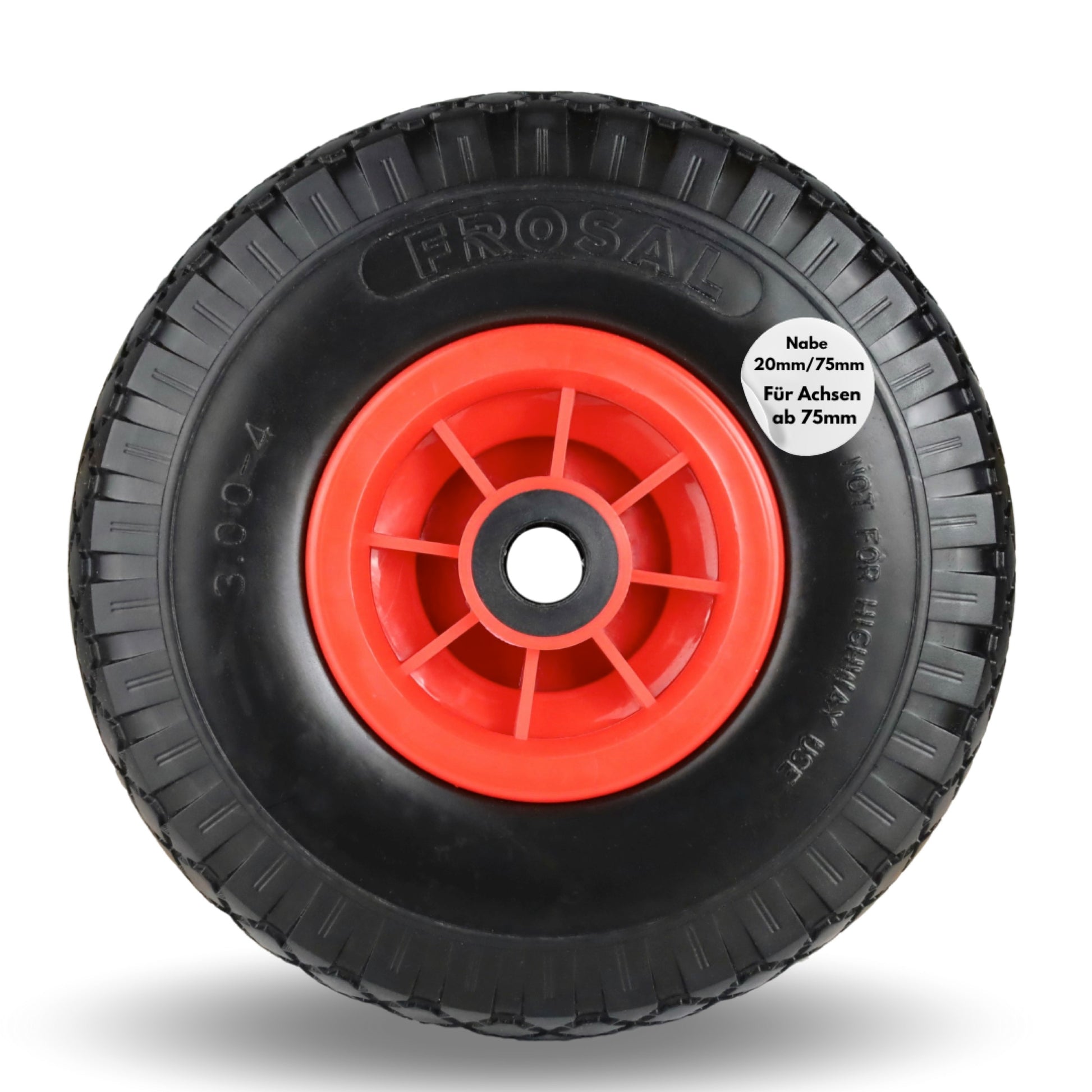 FROSAL Ersatzrad - PU Rad Nabe 20mm/75mm für Bollerwagen oder Sackkarre pannensicher 1 Stück