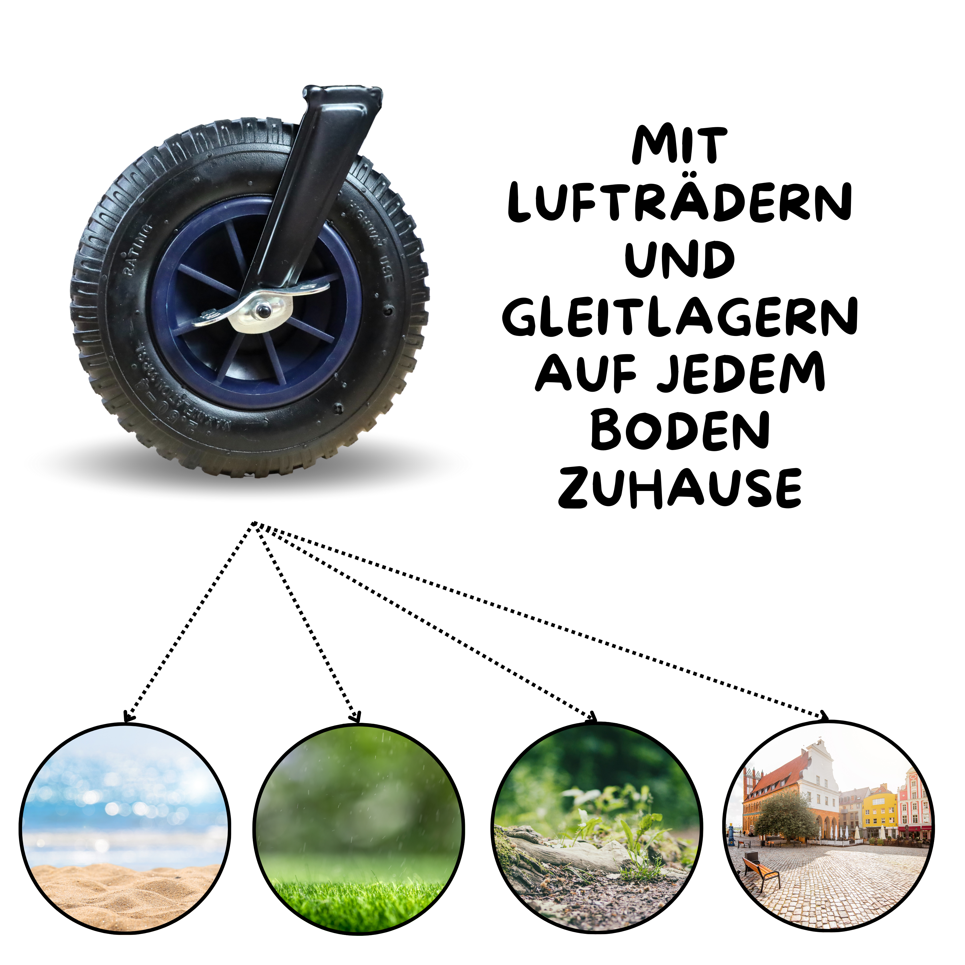 FROSAL Bollerwagen Nick PRO faltbar mit Schiebegriff Dach & Bremse blau