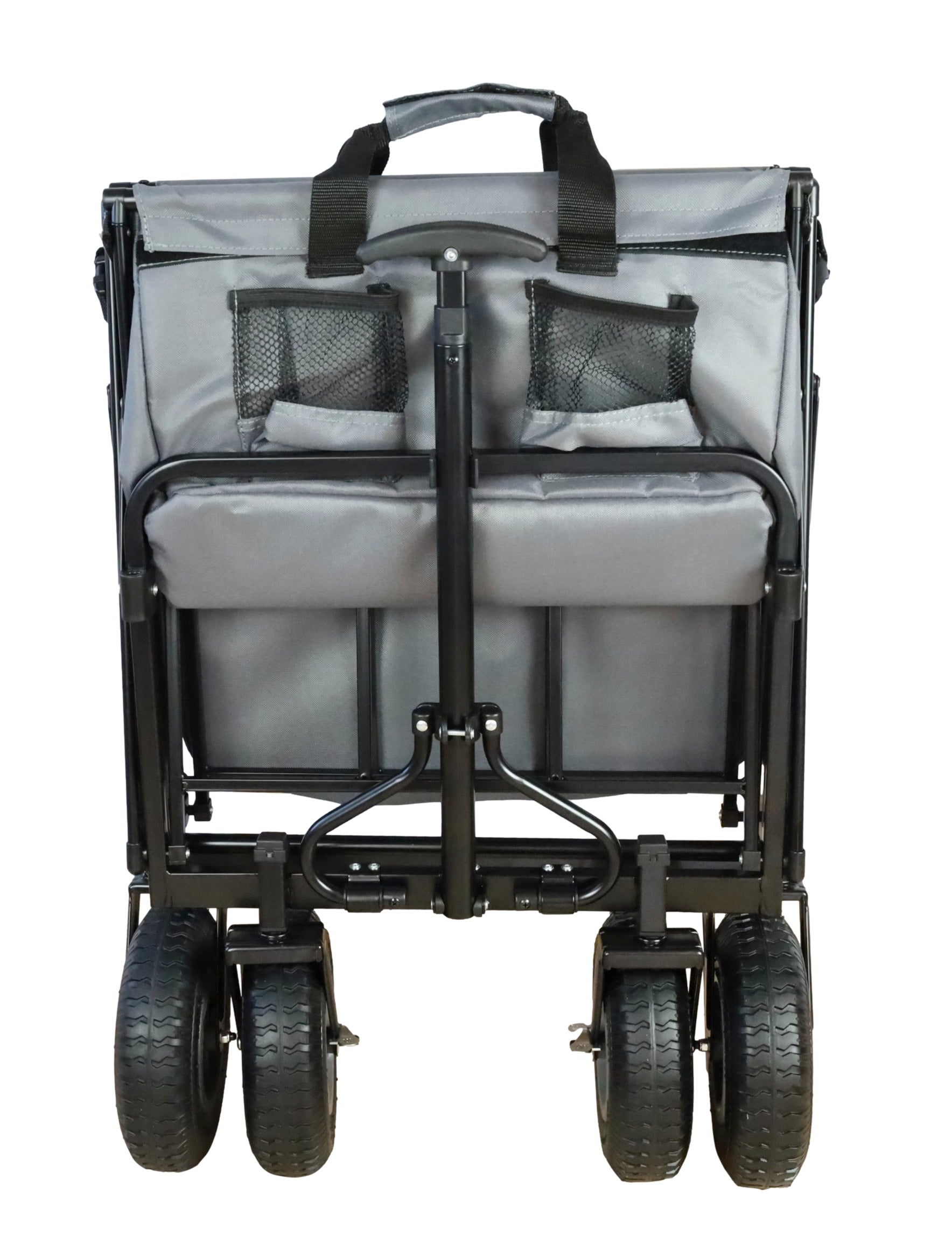 FROSAL Bollerwagen Nick PRO faltbar mit Schiebegriff Dach & Bremse grau