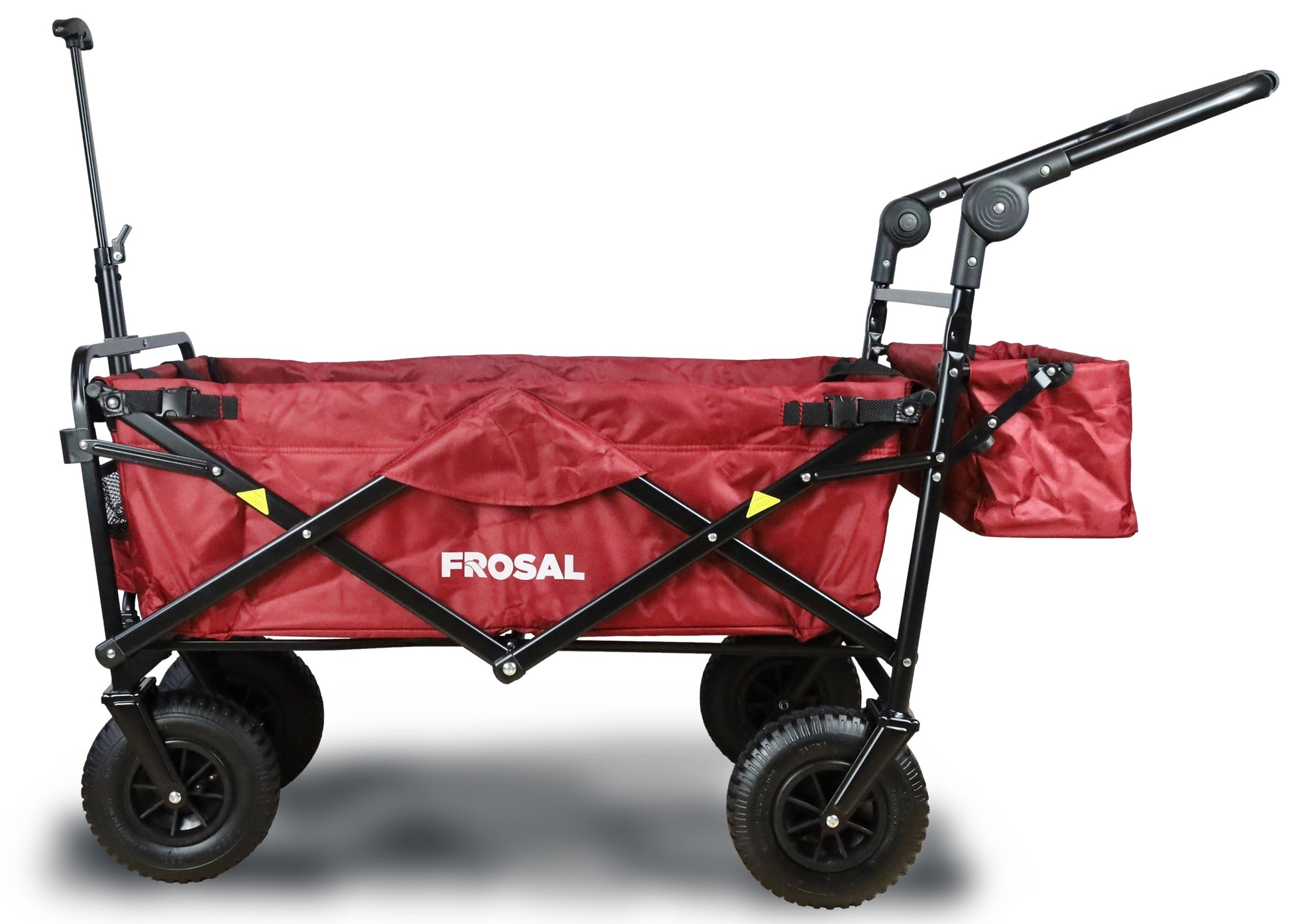 FROSAL Bollerwagen Nick PRO rot faltbar mit Schiebegriff Dach & Bremse
