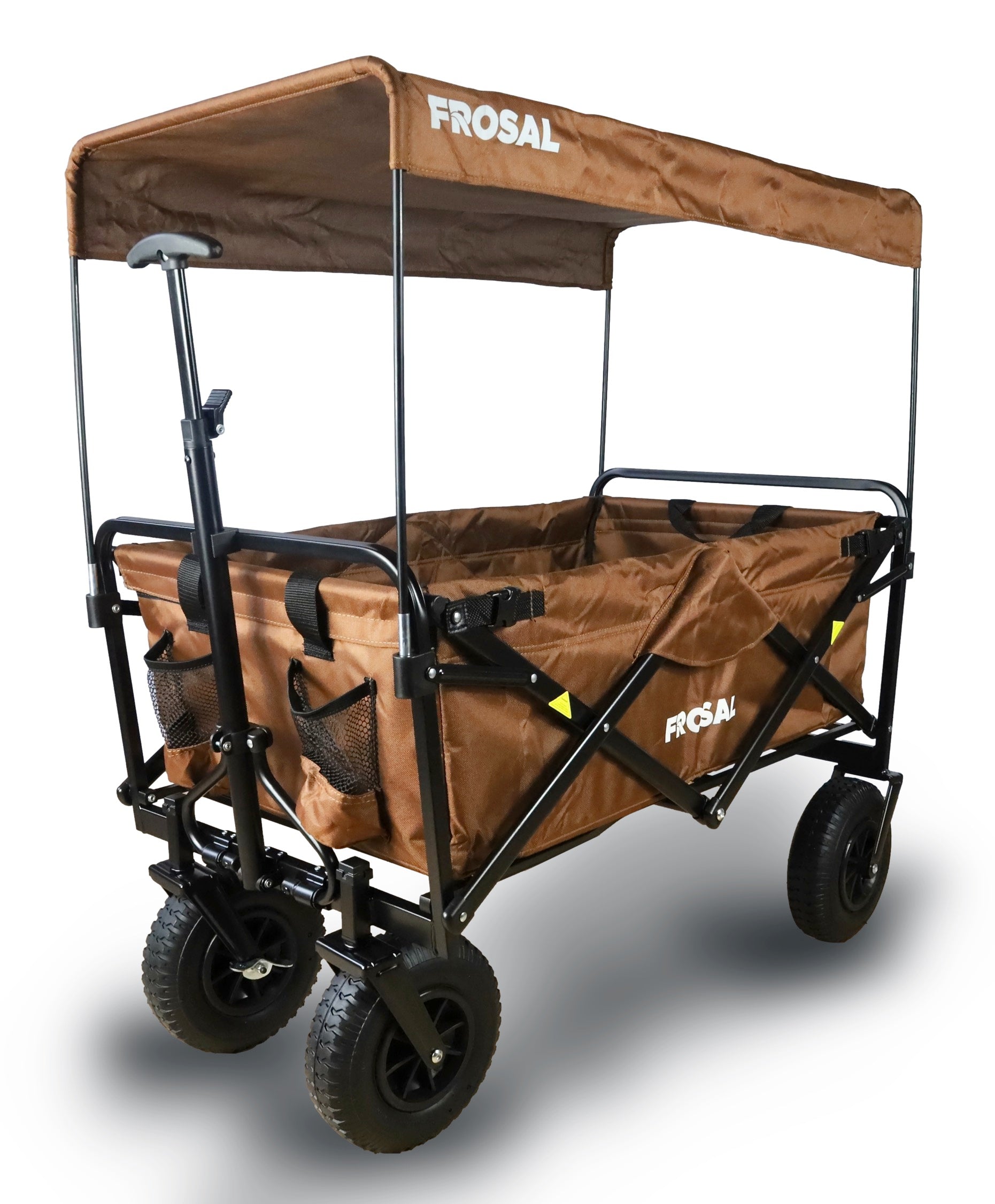 FROSAL Bollerwagen Nick braun faltbar mit Luftreifen Bremse & Dach