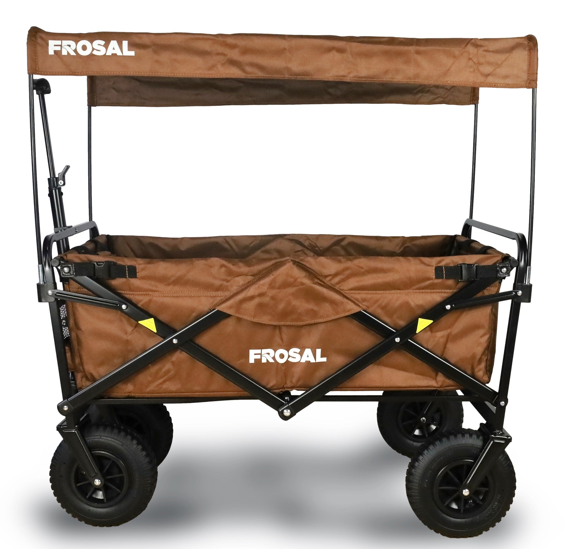 FROSAL Bollerwagen Nick braun faltbar mit Luftreifen Bremse & Dach