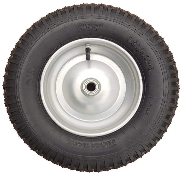 FROSAL Schubkarrenrad Luftreifen 400 (380) mm | Luftrad Schubkarre | Ersatzrad 4.80 / 4.00-8 Stahlfelge silber