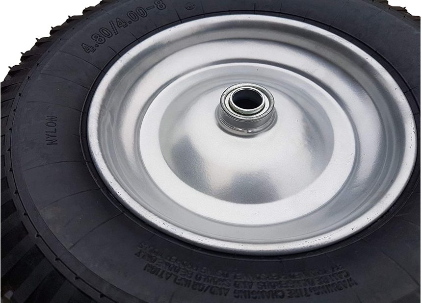 FROSAL Schubkarrenrad Luftreifen 400 (380) mm | Luftrad Schubkarre | Ersatzrad 4.80 / 4.00-8 Stahlfelge silber