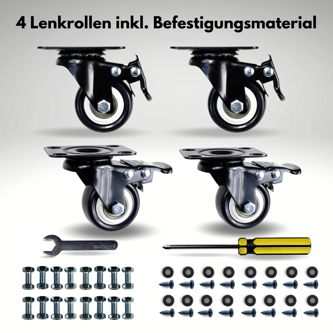 FROSAL Lenkrollen mit Bremse | ø 50mm | 80kg Traglast | 360° drehbar - 4er Set