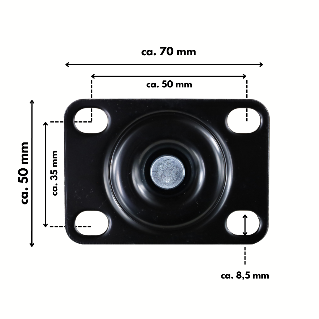 FROSAL Lenkrollen mit Bremse | ø 50mm | 80kg Traglast | 360° drehbar - 4er Set