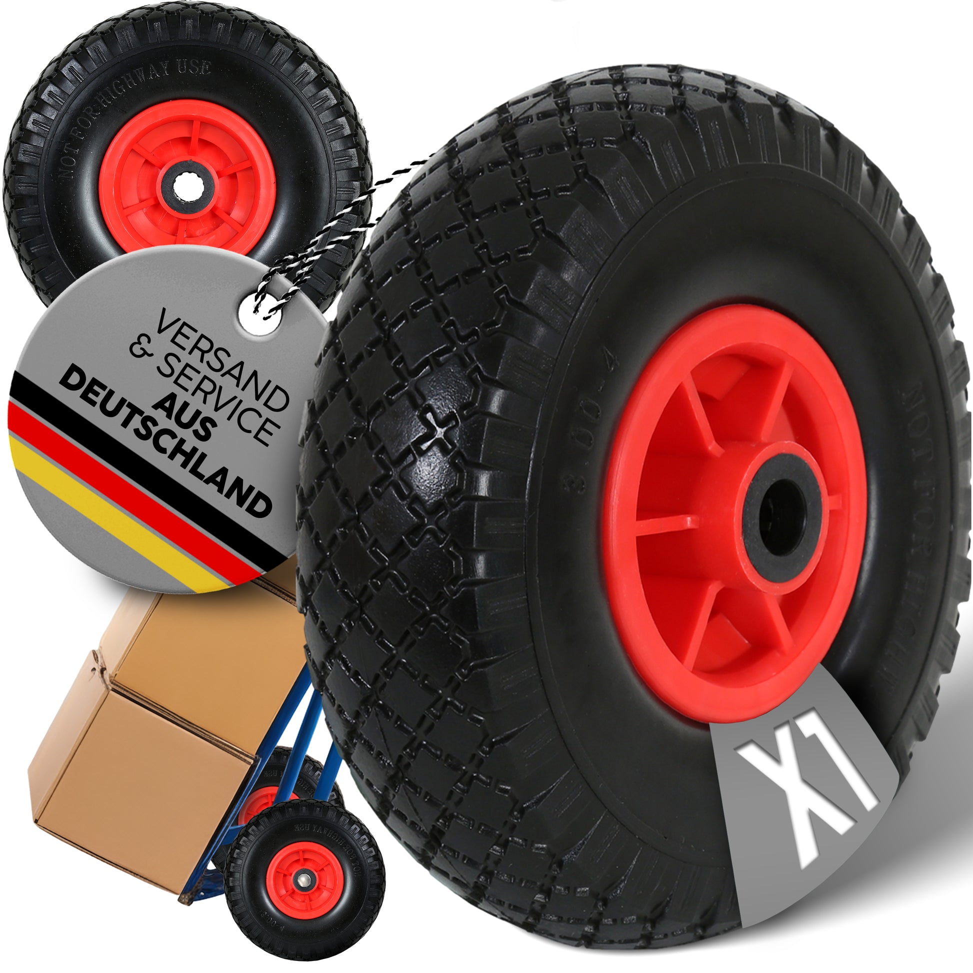 FROSAL Ersatzrad - PU Rad Nabe 20mm/60mm für Bollerwagen oder Sackkarre pannensicher 1 Stück