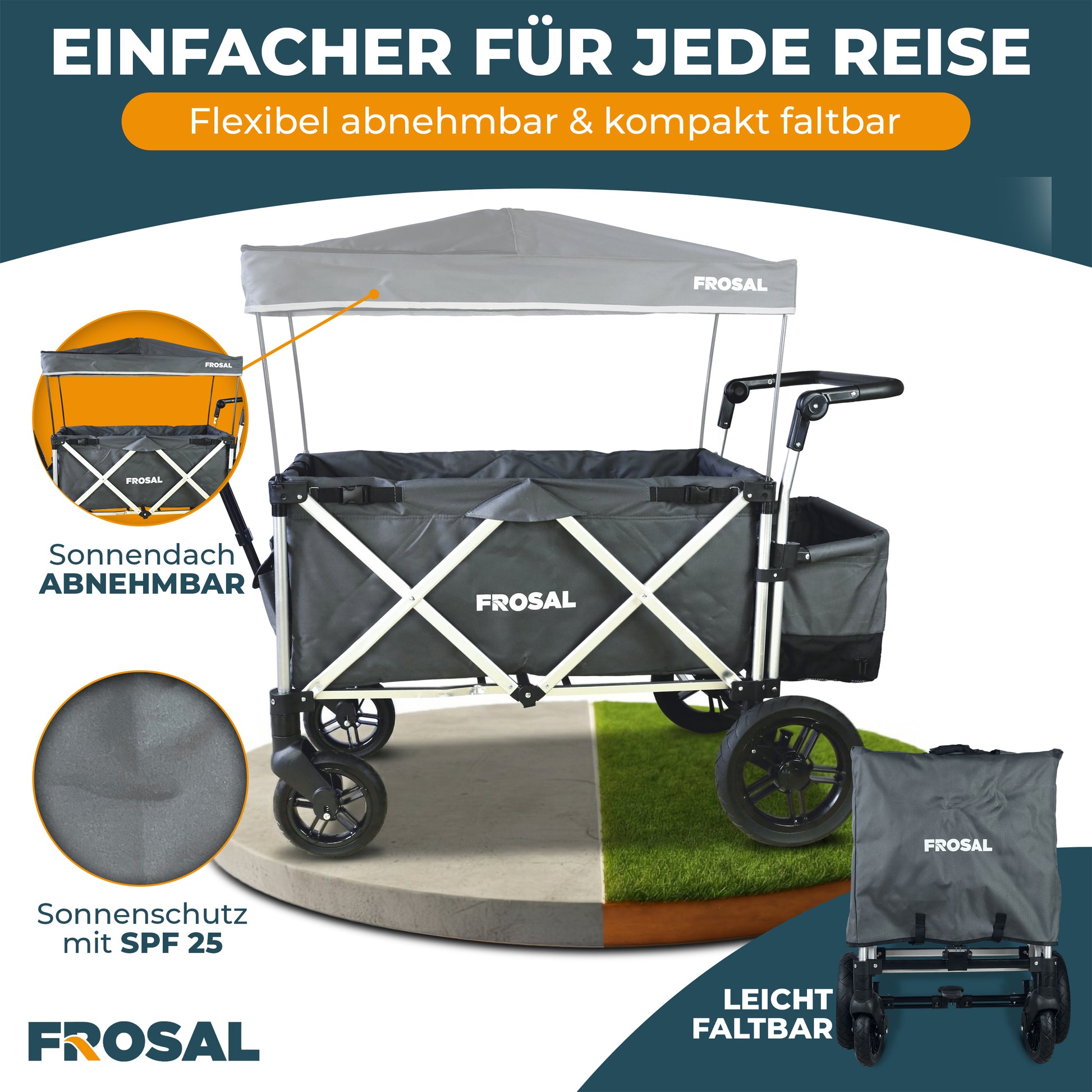 FROSAL Bollerwagen VICTOR faltbar Kinder klappbar