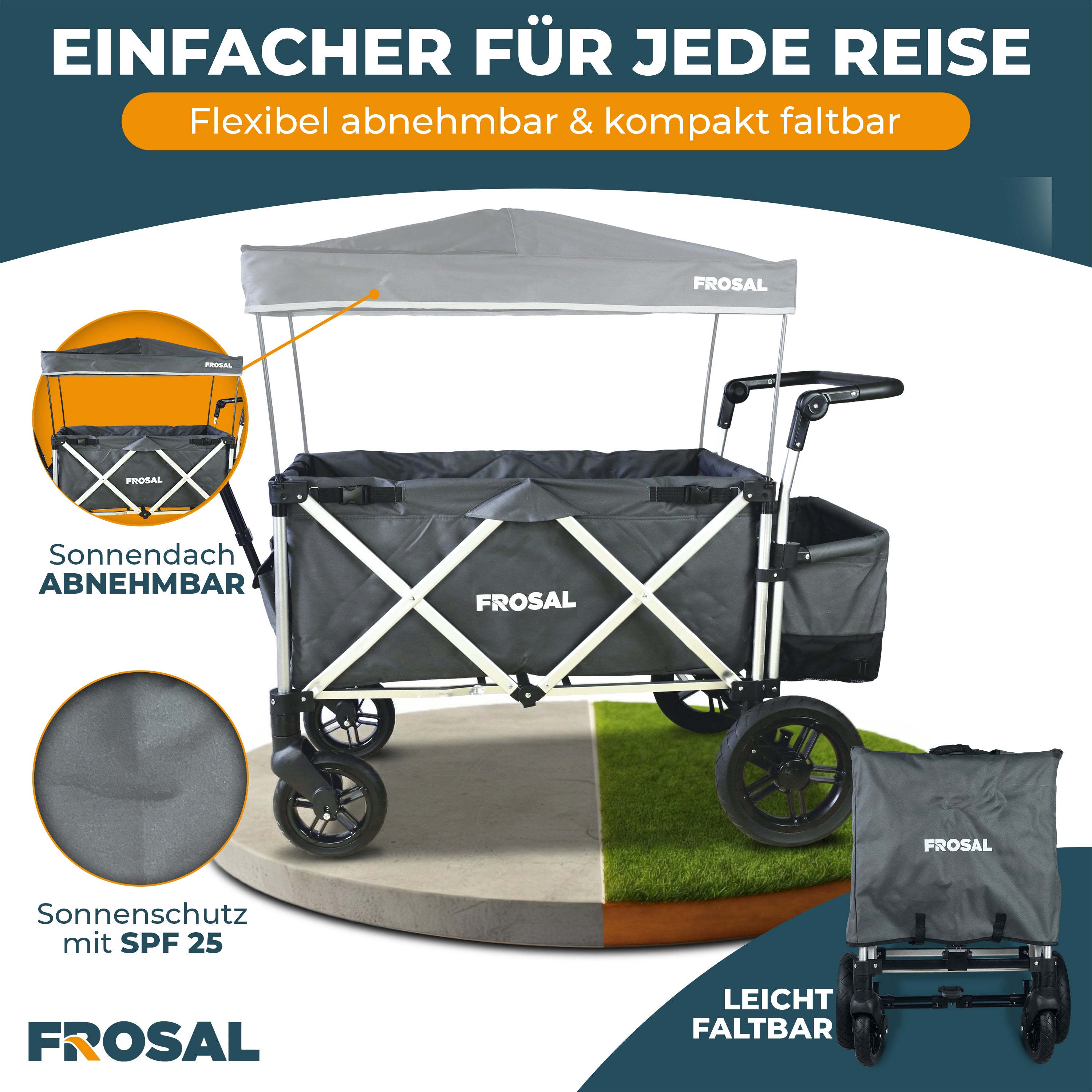 FROSAL Bollerwagen VICTOR faltbar Kinder klappbar