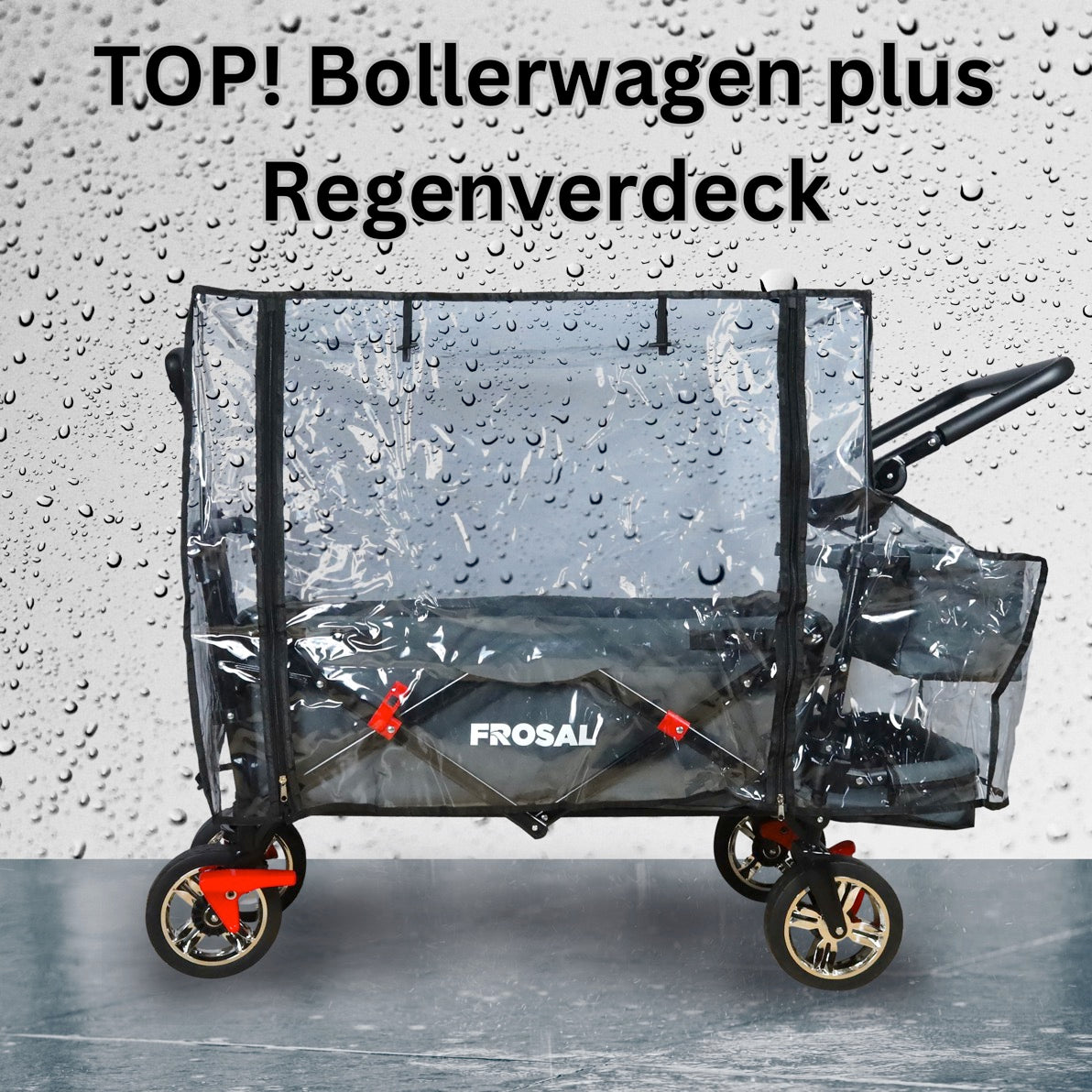 FROSAL Bollerwagen Leo grau inkl. Regenverdeck