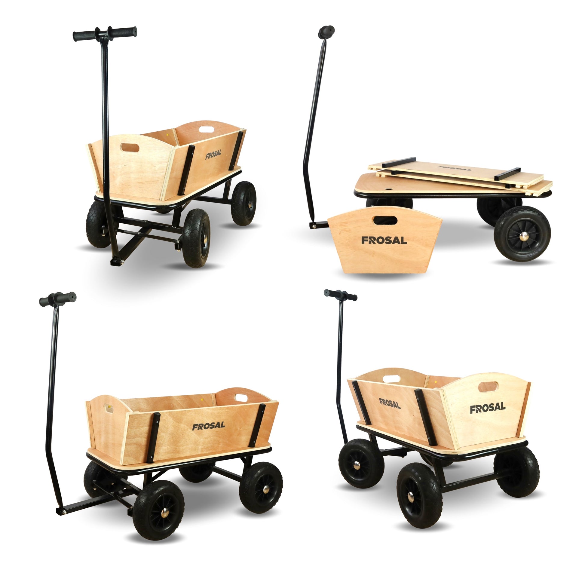 FROSAL Bollerwagen Erik Extra Holz-Bollerwagen mehr Beinfreiheit
