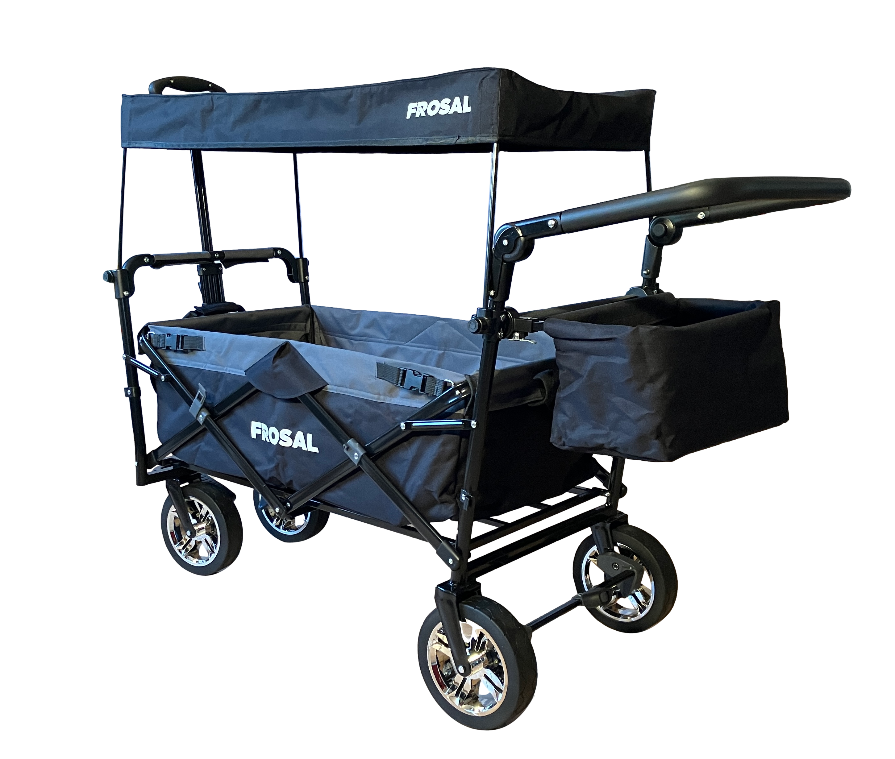 FROSAL Faltbarer Bollerwagen Loki mit Sonnendach und Schiebegriff